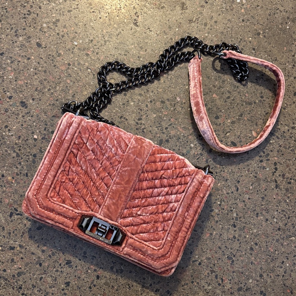 Rebecca Minkoff Pink Crossbody Bag crushed velvet pink